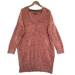 Express Tunic Pullover Sweater Women M Pink Chenille‎ Super Soft Fabric R81